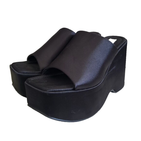 Vintage Y2K Steve Madden Daniella 90s Platform Slides Sandals, Black, Size 8 - Picture 1 of 10